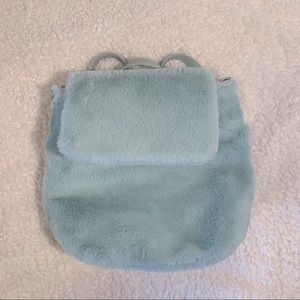 Faux Fur Mini Backpack, Mint Green
